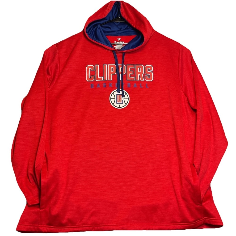 Fanatics Fast Break LA Clippers Basketball Hoodie Mens 4XL Heather Red Pullover